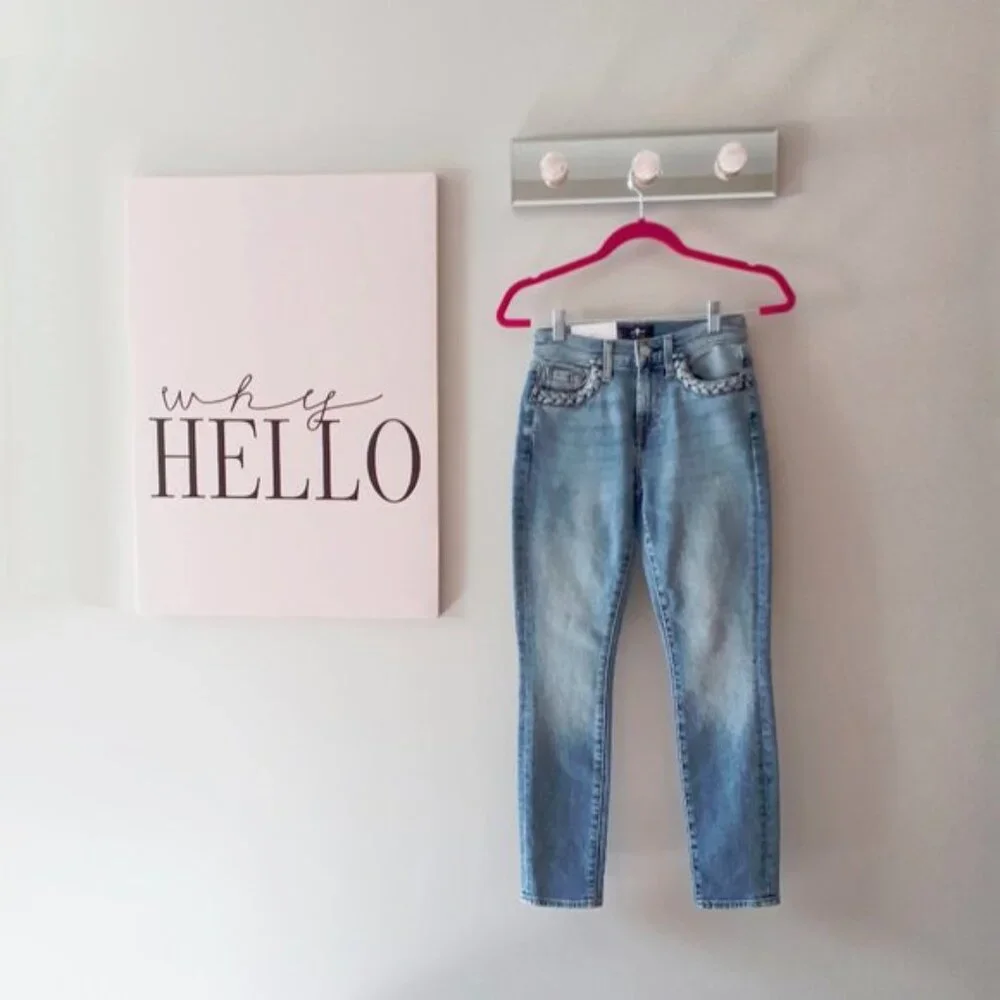 NWT 7 For All Mankind ankle skinny denim jeans 23 - Picture 8 of 9